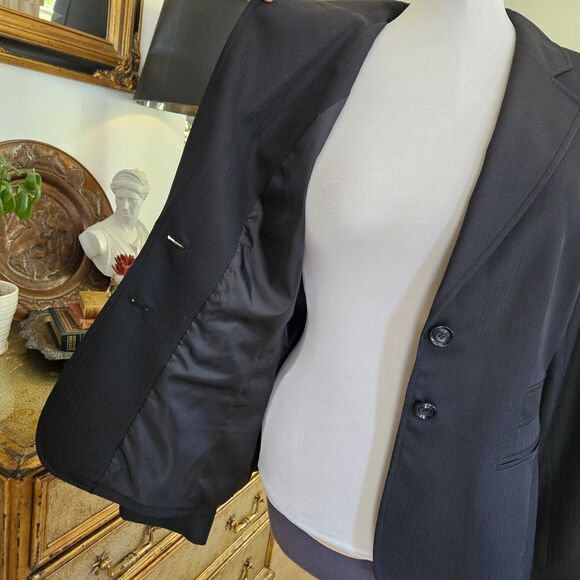 EVAN-PICONE Black Gray Suit Jacket Blazer Womens 14 Business Modern Cut - Picture 10 of 11